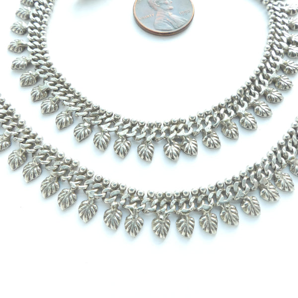 Indian Silver Anklets, Vintage, 11 inches long, Sold Individually