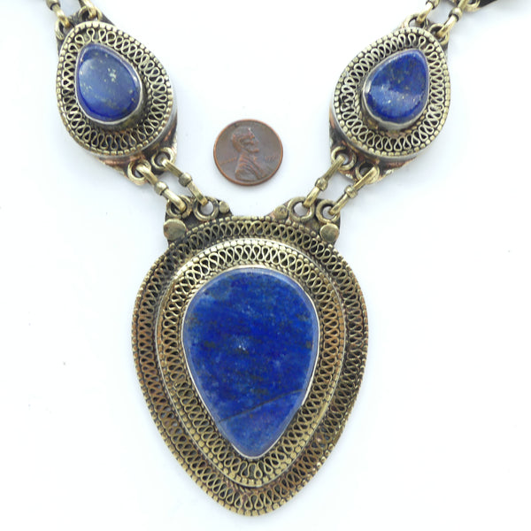 Afghan Necklace/Pendants, 5 Inverted Teardrop Shapes, Largest 2.5x3.5 inches