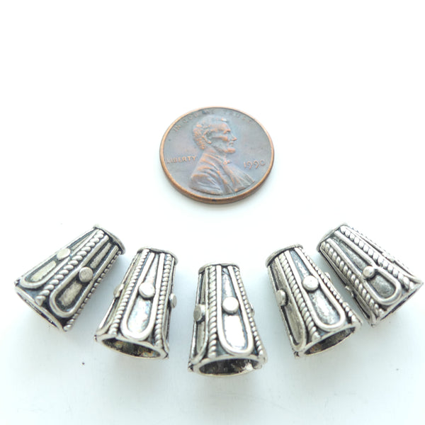 Indian Silver, Cones, Vintage Sterling Silver, 13x10mm, Sold Individually
