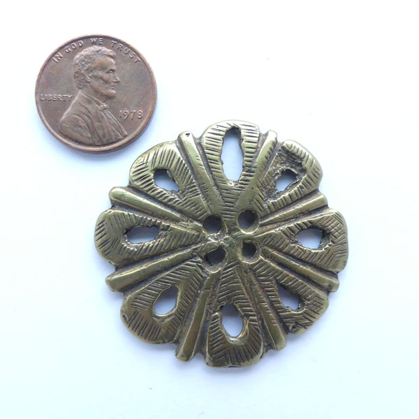 Brass, Button/Pendant? Round with Openwork, 36mm Diameter