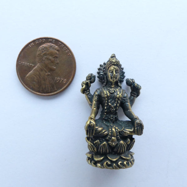 Brass, Mini Statues, Finely Detailed Lakshmi, 33mm tall