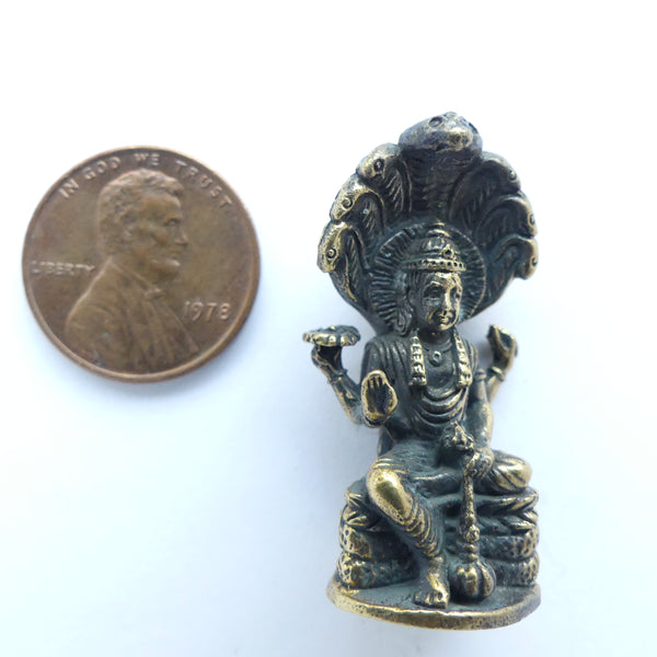 Brass, Mini Finely Detailed Statue of Vishnu, 35mm tall
