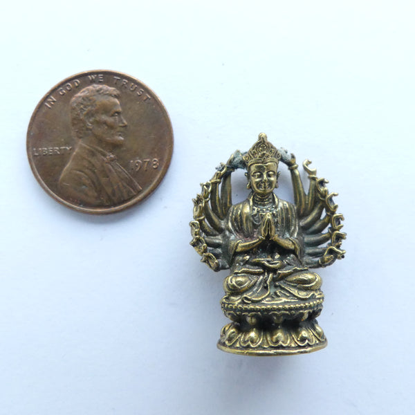 Brass, Mini Statue of Bodhisattva, Very Detailed, Just 25mm (1 inch) tall