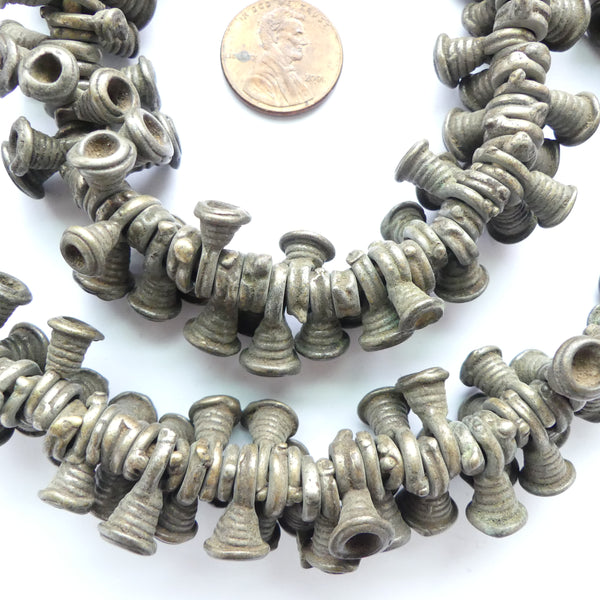 Bronze, Thai Antique Bell Shape Beads/Mini Pendants, Sets of 25
