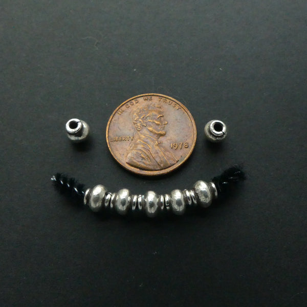 Thai Silver, Smooth Collared Round Beads, 5x5mm. Sold Individually