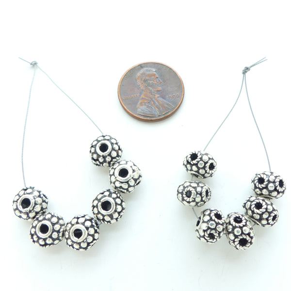 Indian Silver, Vintage Sterling Oblates with Holes in 3 Directions, 6x8mm Sold Individually