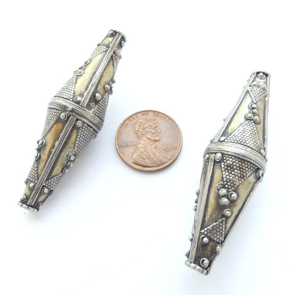 Turkoman, Bicones, Vintage with Granulation and Fire-Gilding, 55x16mm Sold Individually