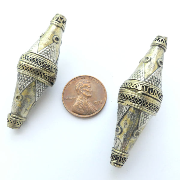 Turkoman, Bicones, Granulated and Fire-gilded, 50x17mm, Sold Individually