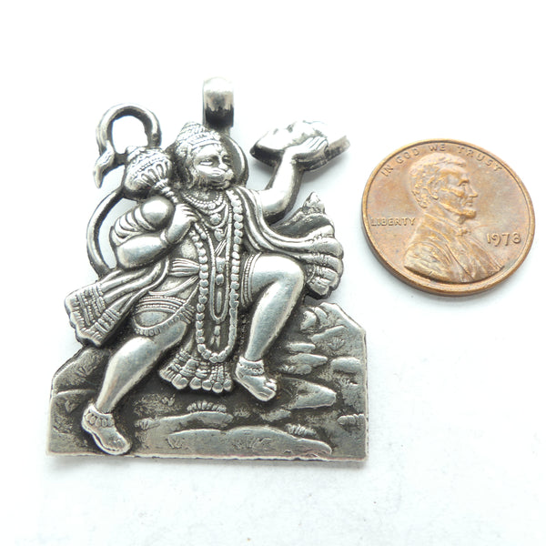 Indian Silver, Vintage Pendant, Hanuman, 42mm Long