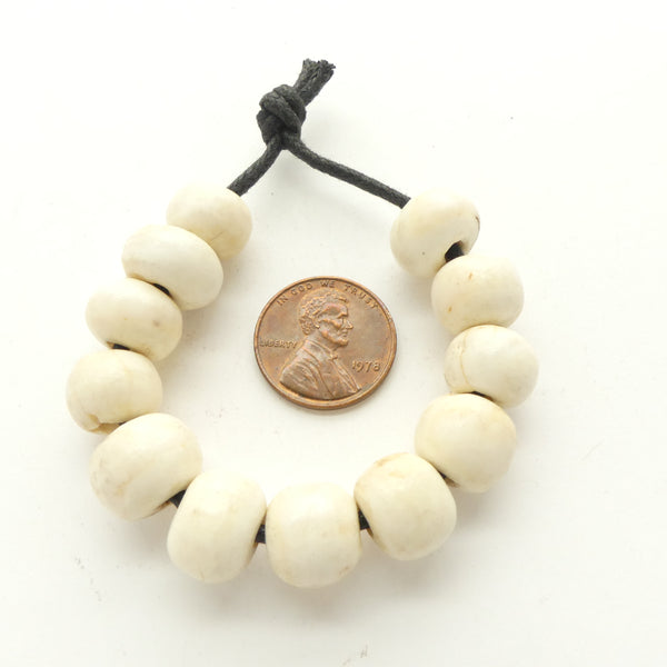 Himalayan Chank Shell Beads, Smaller 10x12mm, Sets of 12 Oblate Beads