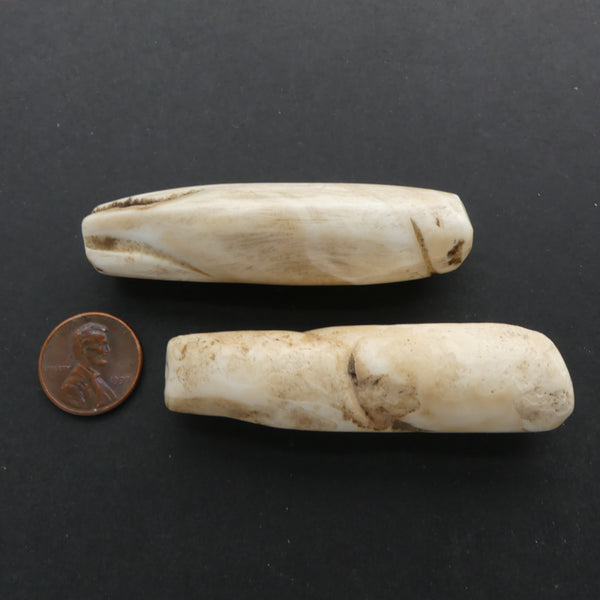 Naga, Shell Beads, Antique Chank Extra Large Tube 2 3/4" Long, Sold Individually