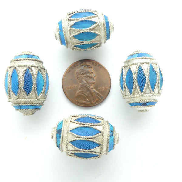 Kingfisher Feather Beads, Oval with Turquoise Diamond Shaped