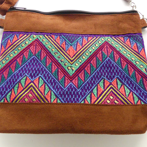 ChiChi Purse, Small Cross Body Bag, Faux Leather & Colorful Embroidery, 10x8.5 inches