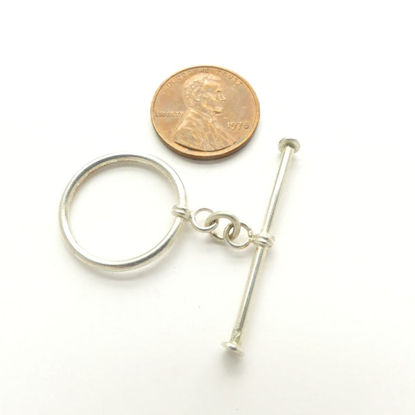 Clasp, Sterling Silver Toggle, Large Smooth, Ring 20mm Diameter