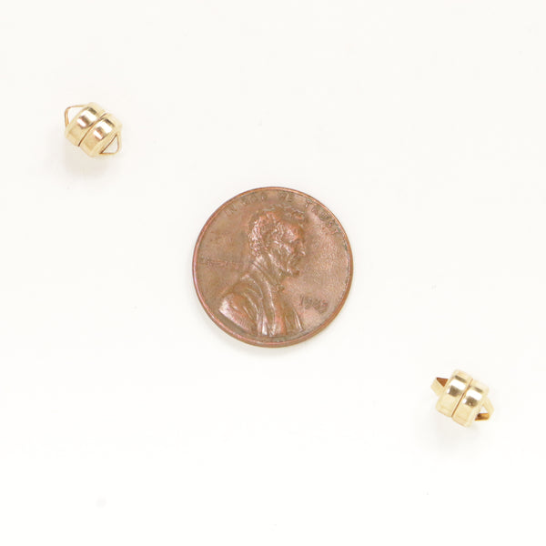 Clasp, Gold Filled, Magnetic, Short Cylinder 6c6mm, Sold Individually