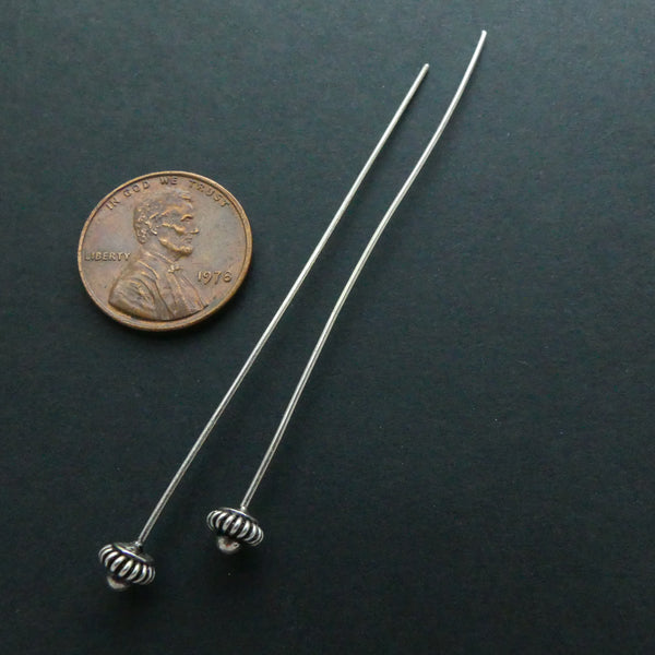 Headpin, Sterling Silver with Larger Coiled Wire Head, 20 gauge, 2.5 inches