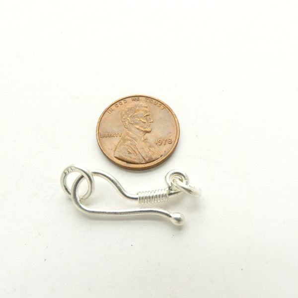 Clasp, Sterling Silver, Hook & Eye, Thai, 33mm Including Rings