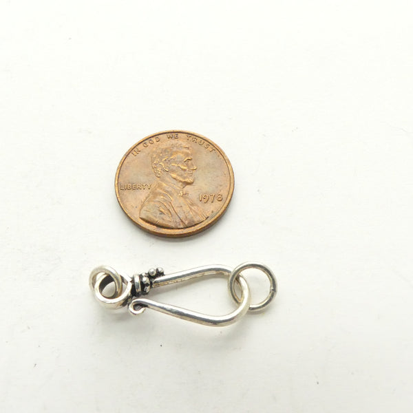 Clasp, Sterling Silver Hook & Eye, Indonesian, 30mm Including Rings