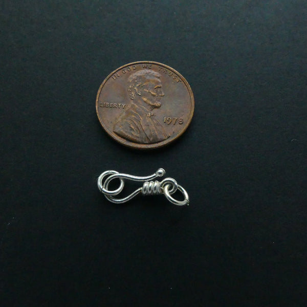Clasp, Sterling Silver Hook & Eye, 17mm Including Ring, Sold Individually