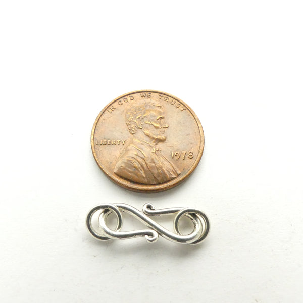 Clasp, Sterling Silver S-Hook, Small Indian, 20mm Including Rings, Sold Individually