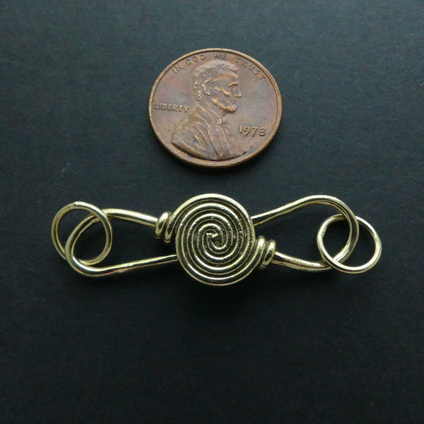 Clasp, Brass, S Hook, Large Spiral Design, 40mm including loops, Sold Individually