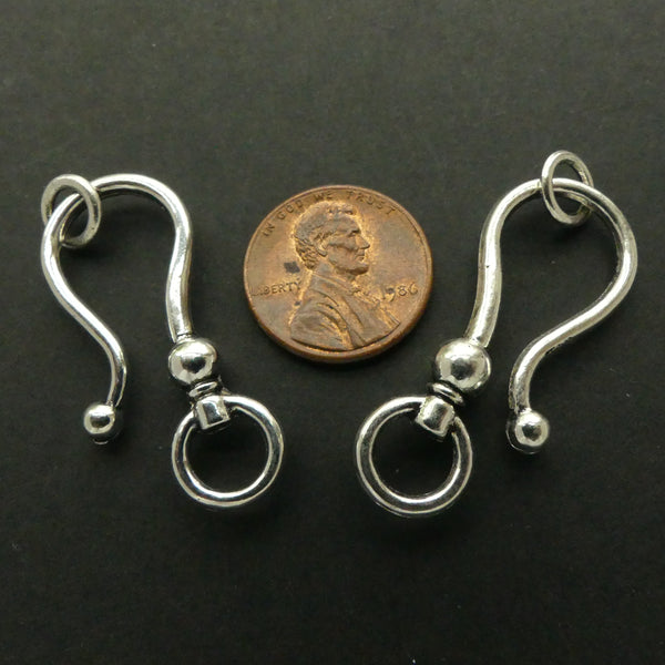 Clasp, Silver Tone Hook & Eye, Extra Large 45mm Long, Sold in Sets of 2