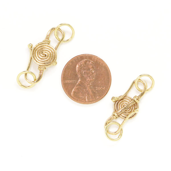 Clasp, Brass, S Hook with Spiral Design, Medium 30mm, Sold Individually