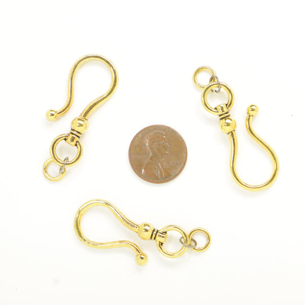 Clasp, Cast Gold-Tone, J Hook, Giant Size 45mm Long, Sets of 2
