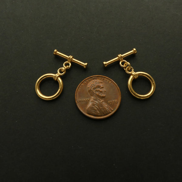 Clasp, Gold Vermeil, Toggle with 12mm Ring, Sold Individually