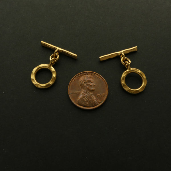Clasp, Gold Vermeil, Toggle Medium Hammered, Ring 13mm, Sold Individually