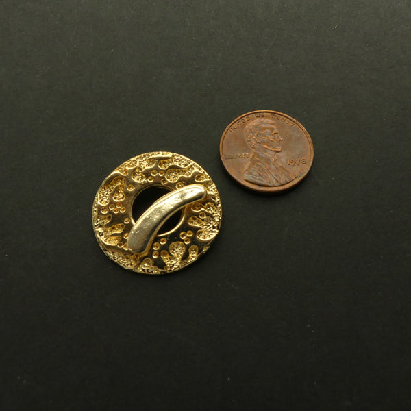 Clasp, Cast Gold Tone, Toggle, Ring of Fire Design, 25mm Diameter, Sold Individually