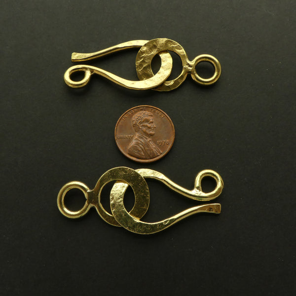 Clasp, Brass, J Hook, Extra Large Hammered, 55mm, Sold Individually
