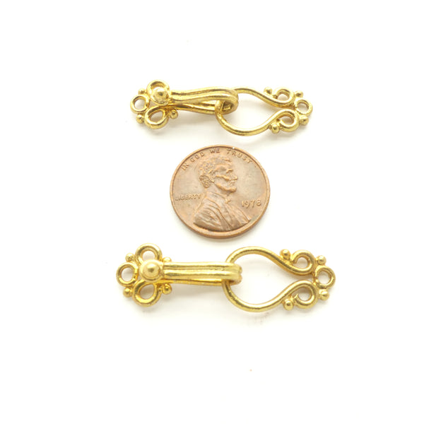 Clasp, Brass, J Hook, Multi-Strand Fancy with Decorative Ring, 40mm, Sold Individually