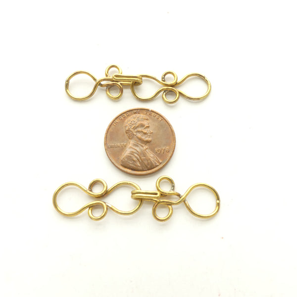 Clasp, Brass, J Hook Fancy with Loopy Ring, 40mm Long Sold Individually