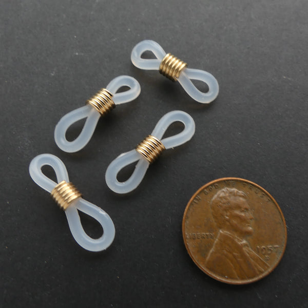 Eyeglass Holder Connectors of Making Eyeglass Chains, Clear with Gold Accent, Sets of 4