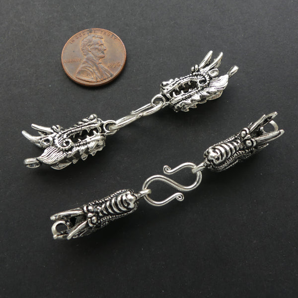 Clasp, Fancy "S" Clasp, Thai Sterling Silver, Sold Individually, 2 1/2-inch Long