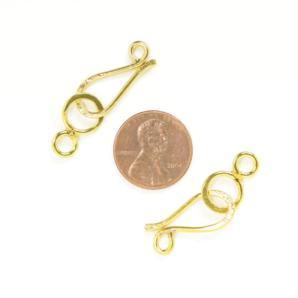 Clasp, Brass Hammered Hook & Eye (aka J-hook) 35mm, Sold Individually