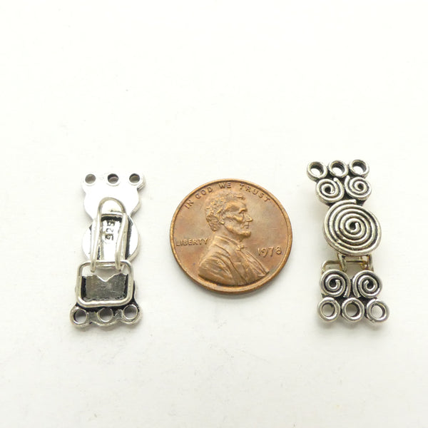 Clasp, Sterling Silver, Fancy Hook & Eye Spirals, India, 25mm, Sold Individually