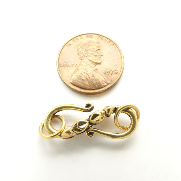 Clasp, Gold Vermeil S-Hook, 29mm Including Rings