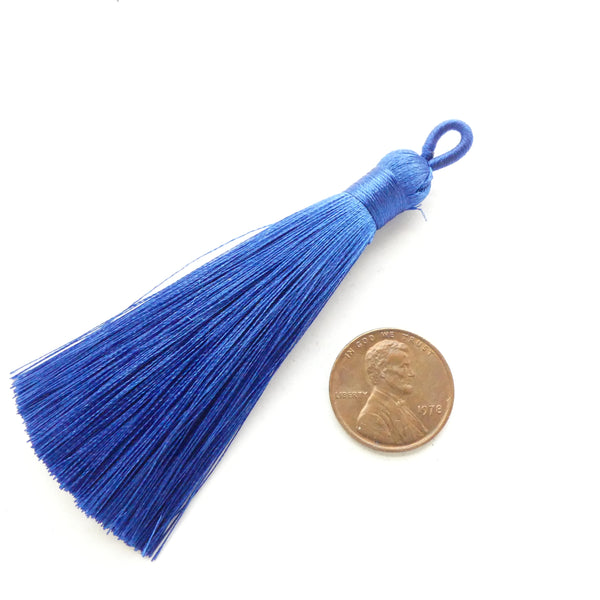 Tassels, Long and Silky, Blue, 3 Inches Long