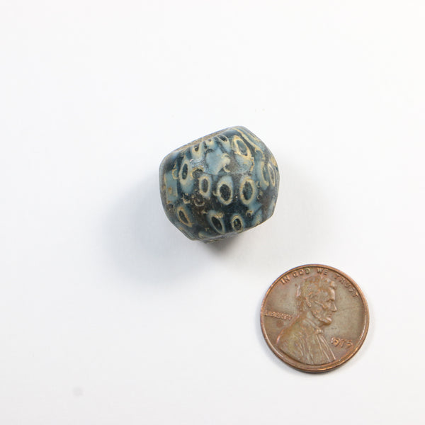 Jatim Bead, Mosaic with Blue and White Eyes, 17x21mm