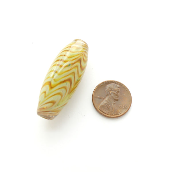 Tom Boylan Bead, Sun and Sand Colors in Wave Pattern, 40x15mm