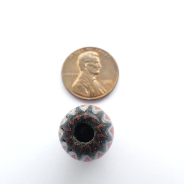 Chevrons, Contemporary American Red, White & Black Beads 18x14mm, Set of 2