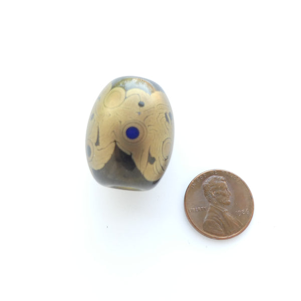 Toshimasa Masui, Barrel Shape, Satiny Gold over Black, 27x23