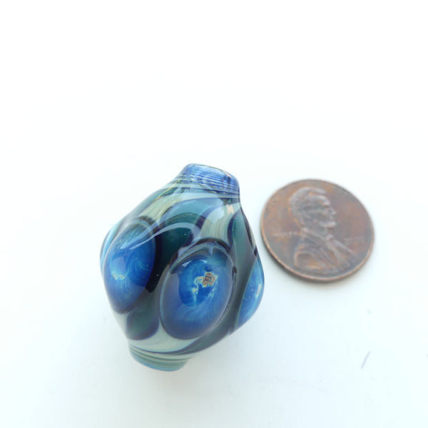 Tom Boylan Bead, Rare Small Blue on Blue Eye Bead, 27x20mm