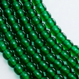 Czech Glass Smooth Round "Druks" 4mm, Translucent Green, Strands of 100
