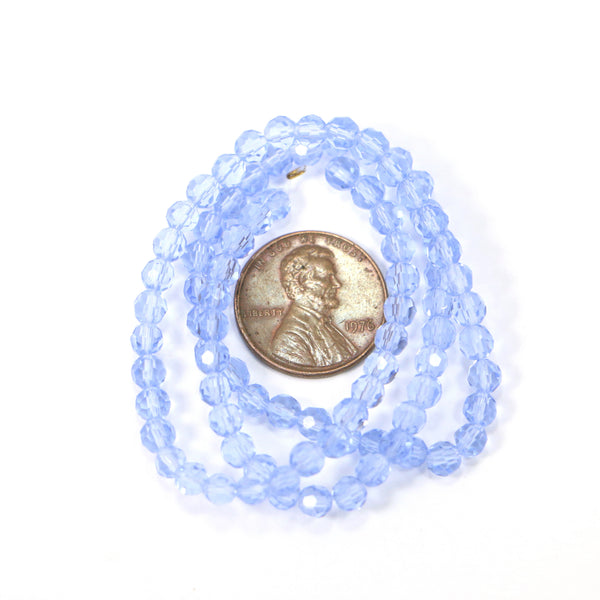 Faceted Glass, "Dragon Crystal" Round 4mm Diameter on 14-inch Strands