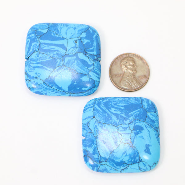 Fordite (aka Detroit Agate) Flat Squared 30x30mm in Swirling Blue & Turquoise, Sold Individually