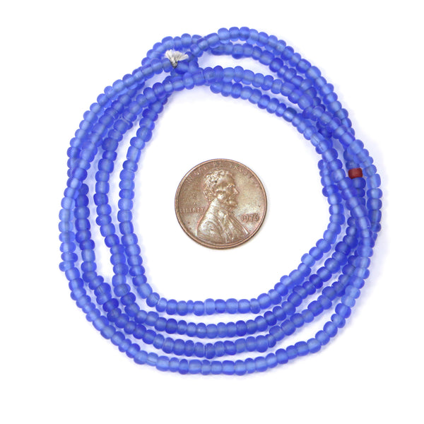 Strung Seed Beads, Dark Sapphire Blue 2-3mm Diameter