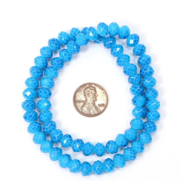 Coated Faceted Glass, 8x10mm, Bright Turquoise,